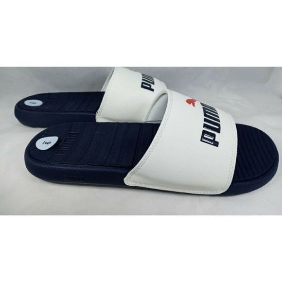 Puma Cool Cat Men\'s Slides Size‎ US 9 White-High Risk Red-Peacoat 371023 15 New main image 7